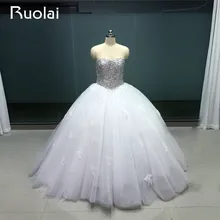 Gorgeous Robe de Mariage 2017 Dubai Style Sweetheart Ball Gown Puffy Wedding Dresses with Crystal Applique Tulle Bridal Gown WS2
