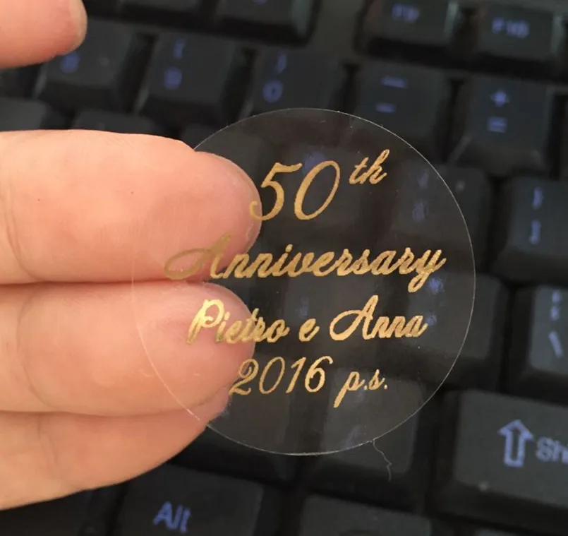

3 cm Anniversary Personalized custom labels silver 25th golden 50th marriage party thank you gifts souvenir faovor seals sticker