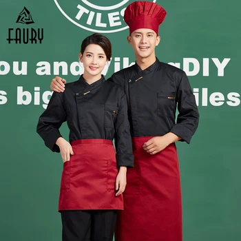 

Unisex 2018 New Chef Jackets Cuisine Kitchen Work Uniforms Restaurant Hotel Bakery Cafe Waiter Coat Wholesale Overalls Cook Tops