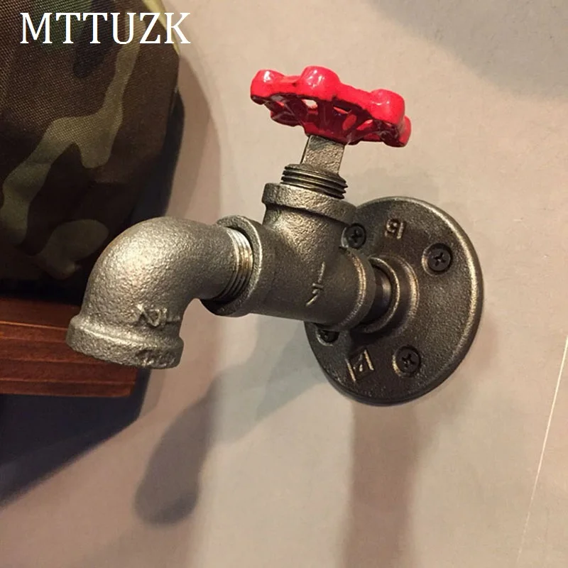 MTTUZK винтажный промышленный паровой клапан, железная водопроводная труба, настенный крюк для одежды, держатель для шляпы, вешалка для пальто, кухонные аксессуары для ванной комнаты - Цвет: Iron gray