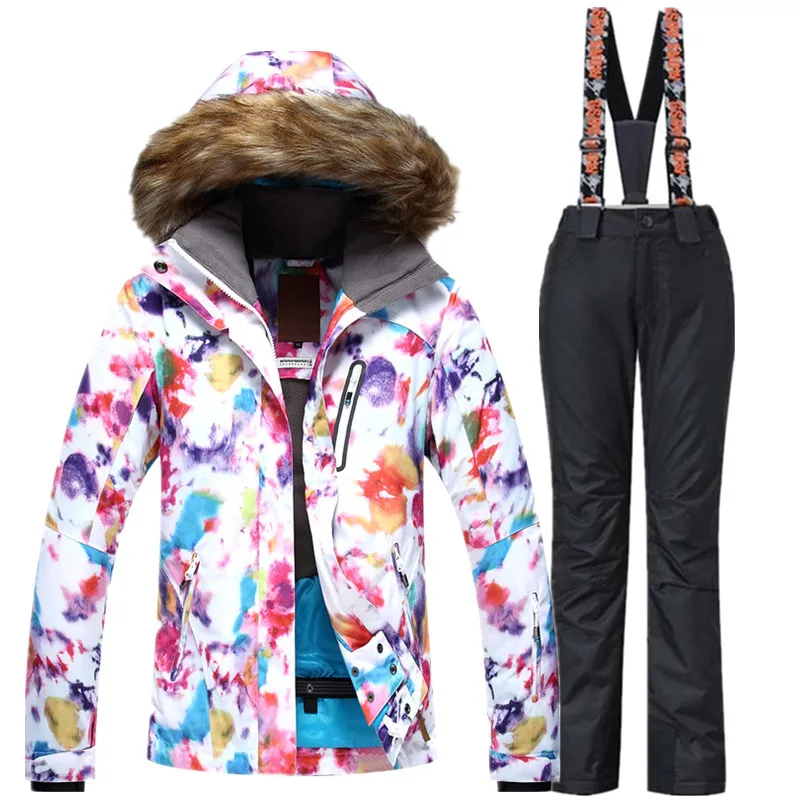 GSOU الثلوج تزلج تناسب المرأة سترة تزلج السراويل للماء تنفس على الجليد سترة السراويل الشتاء في الهواء الطلق رخيصة التزلج الملابس