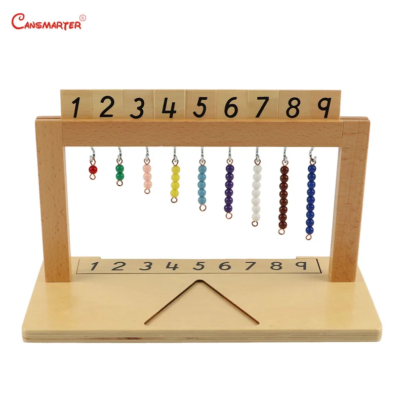 

1-9 Numbers Hanger And Color Bead Stairs Preschool Children Teaching Aids Montessori Wood Beech Box Learning Math Toy MA106-3