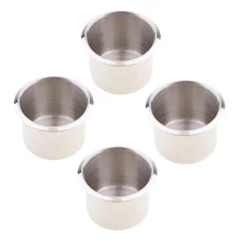 Pack of 4 Stainless Steel Poker Table Cup Holder Inserts For Car Boat Truck Marine - 68x55mm germany aaron flow cup viscometer stainless steel zahn 4 for printing