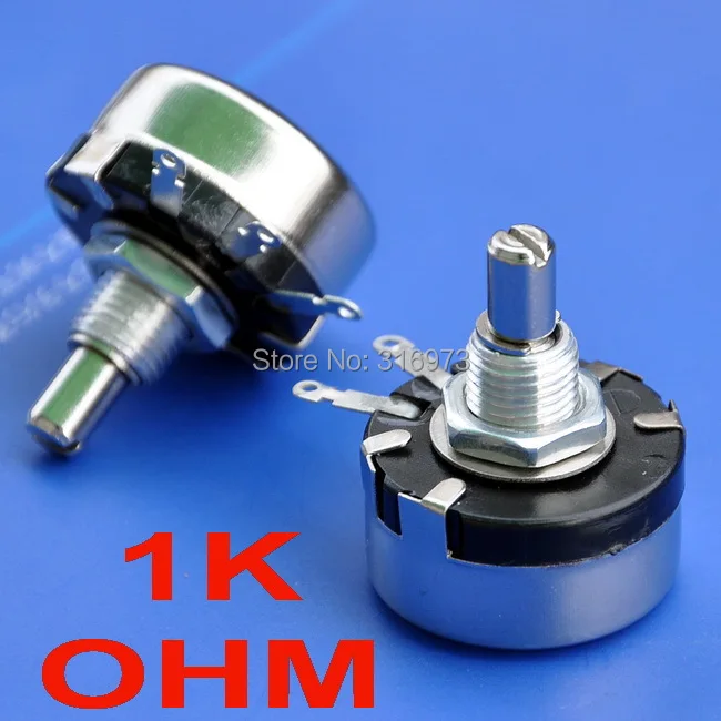 (2 pcs/lot) 1K OHM 1W Wirewound Rotary Potentiometer, WX110(010) Pots