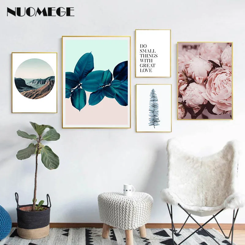 

Scandinavian Style Leaves Flower Posters and Prints Scenic Landscape Canvas Poster for Living Room Nordic Decoration Home