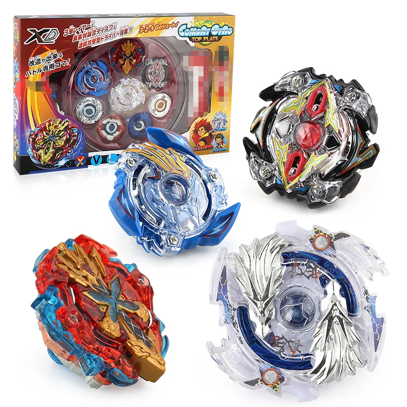 

4pcs/Lot Beyblade Burst with Plate Beybleyd Toys for Children with Launcher Handle Competitive Battle Luxury Version 4 in 1 Set