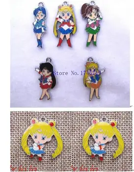 

Hot Sale 50 pcs Cartoon Japanese Anime Sailor Moon Charm Pendants DIY Mobile Phone Accessories For Best Gift PV-203