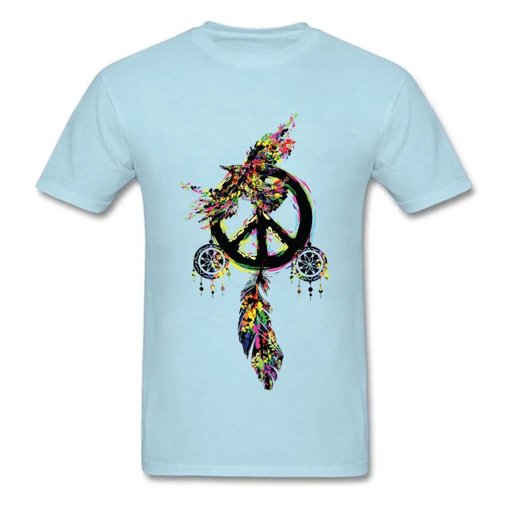 Peace dream cather Short Sleeve Tops & Tees Crew Neck 100% Cotton Fabric Men's T Shirts Custom Tops Tees 2018 Discount Peace dream cather light