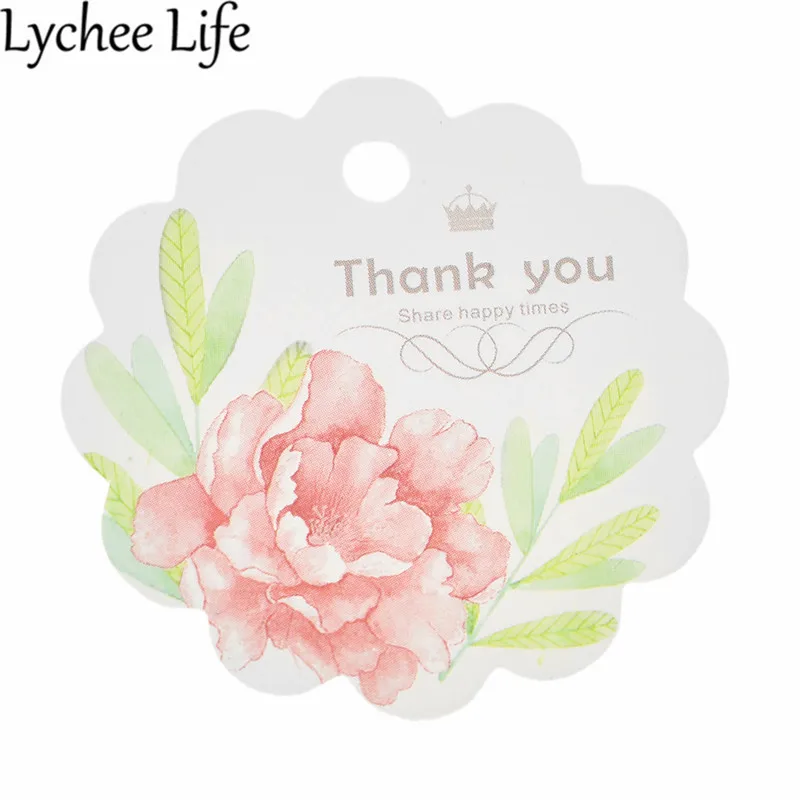 Lychee Life 50 шт. розовые бирки спасибо красочные цветочные печатные бумажные бирки DIY ручной работы швейная одежда сумка Поставки Декор