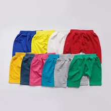 Летние шорты для девочек, шорты для мальчиков, однотонные штаны для малышей, Детские повседневные штаны с высокой талией, детские шорты в базовом стиле