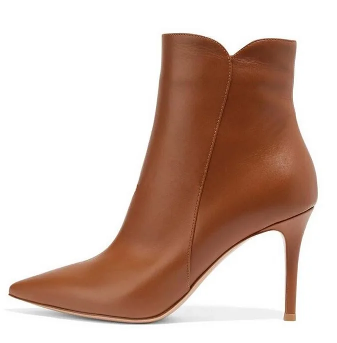 brown leather ankle boots