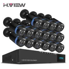H.View 16CH Surveillance System 16 1080P Outdoor Security Camera 16CH CCTV DVR Kit Video Surveillance iPhone Android Remote View