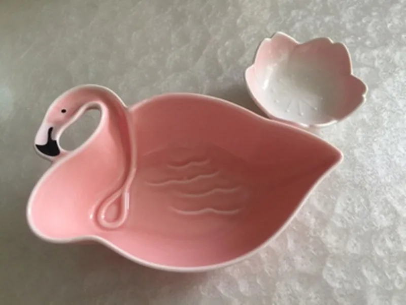 Decoration Flamingo Pink Ceramic Plate Sets  (11)