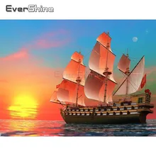 EverShine корабль Алмазная картина полностью Квадратный бриллиант, 5D мозаика вышивка крестиком Алмазная вышивка пейзаж Картина Стразы
