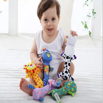 

Best Sale Cartoon Soft Stuffed Animal Baby Hand Sticks Sound Cartoon Newborn Educational Toys Plush Fun Rattles Toy Sonajas