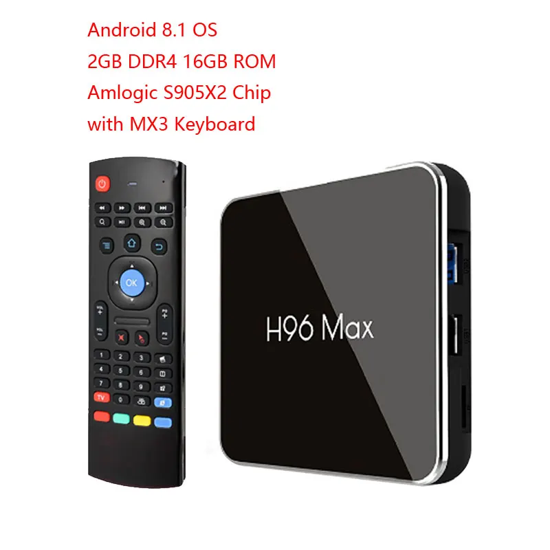 H96Max Android 8,1 Amlogic S905X2 LPDDR4 четырехъядерный 2 Гб 16 Гб 2,4 г и 5 ГГц Wifi BT USB3.0 H.265 4 k телеприставка Smart tv box X96 - Цвет: 2GB 16GB TV BOX MX3