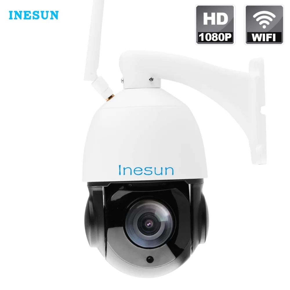 

Inesun Outdoor Wireless WiFi IP Security Camera HD 1080P 2MP 4X Optical Zoom with Audio Built-in 32GB SD Card 165ft Night Vision