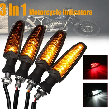 

4x 11.5*2.8*2.5cm 12V DC 0.05W Motorcycle Flowing LED Turn Signal Indicator Running Stop Brake Rear Light Lamp