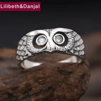 

Ring 925 Sterling Silver Silver Women Jewelry Creative Vintage Inlaid zircon Owl Ring Gift Brand Fine Jewelry R42