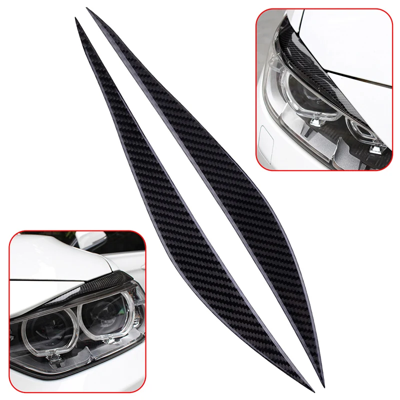 

2x car Headlight Eyebrows Eye Lid Cover Carbon Fibre black 37*3.5cm accessories For BMW F30 320i 316i 325i 3 Series 2013-2017