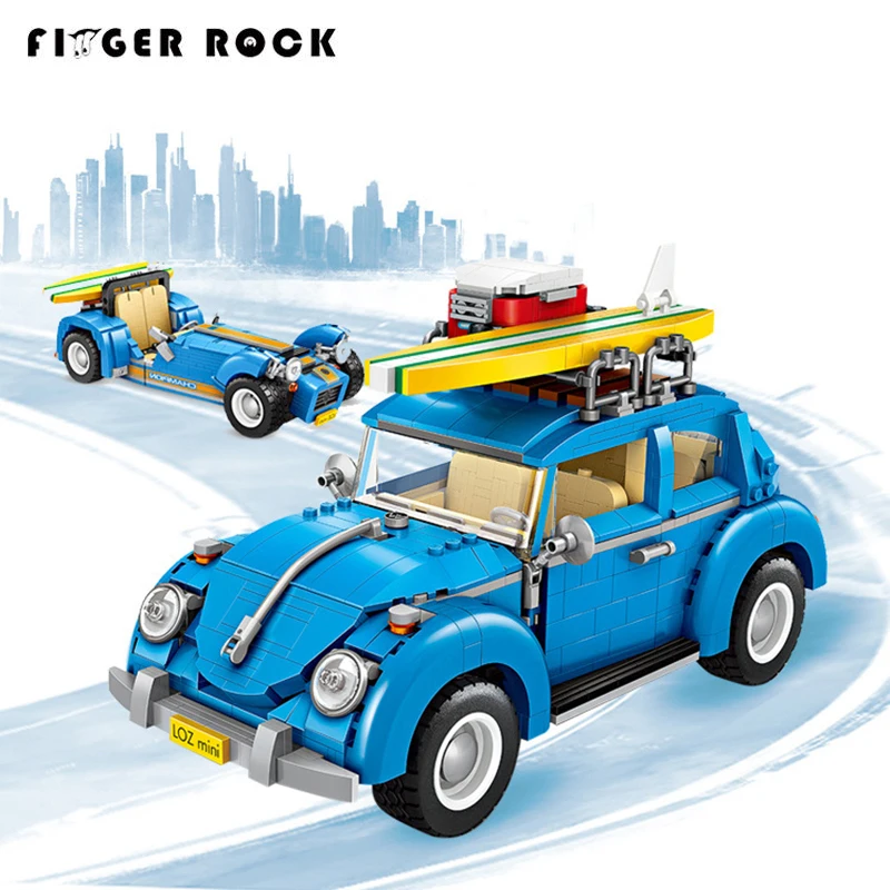 

1392PCS 2-in-1 Blue Beetle Vehicle Building Blocks DIY Mini Champions Racing Car Diamond Brick Kids Automobile Toy Gift