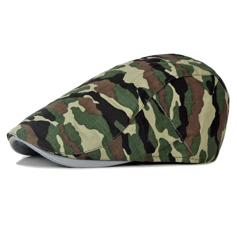 

SQTEIO Camouflage Berets Army Spring Summer men cap beret Flat Cabbie Newsboy Unisex breathable cap
