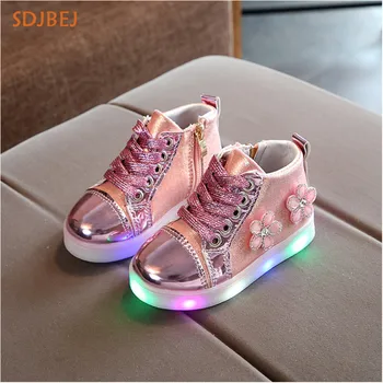 

Girls Trainer LED Light Baby Kids Sneakers Girls Tenis Led Sapato Menina Flowers Glowing Children Shoes Girls Zapatillas Ninas