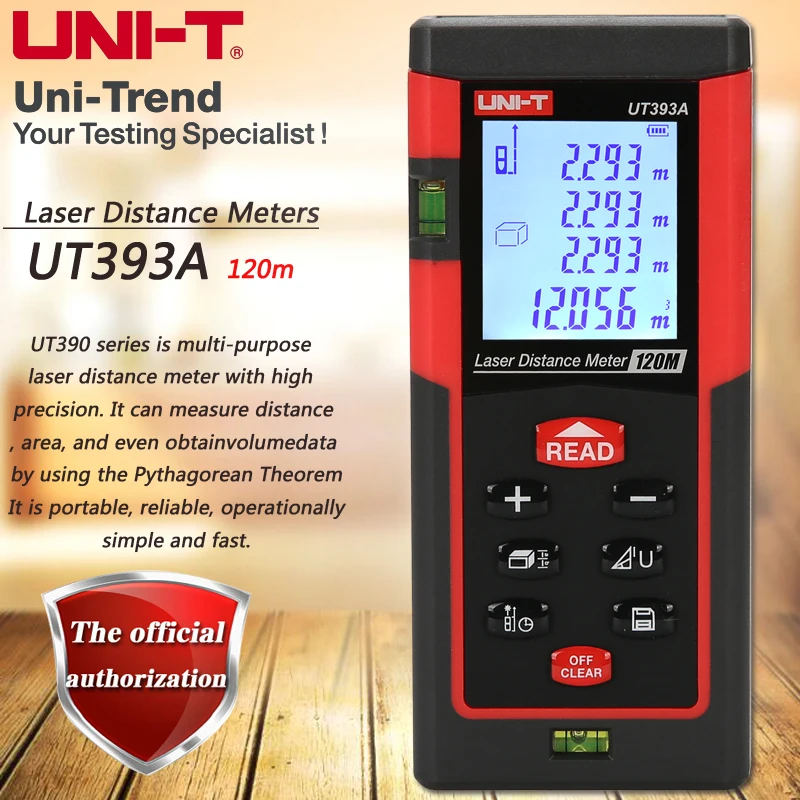 

UNI-T UT393A 120M High Precision Laser Rangefinder Multifunctional Distance Measurement Meter Dual Level Bubble Data Storage