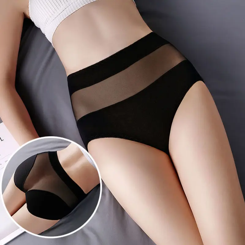 

3pcs High Waist Panties Women's Underwear Big Sexy Lace Transparent Briefs Plus Size Hollow Out Female Underpants Lingerie