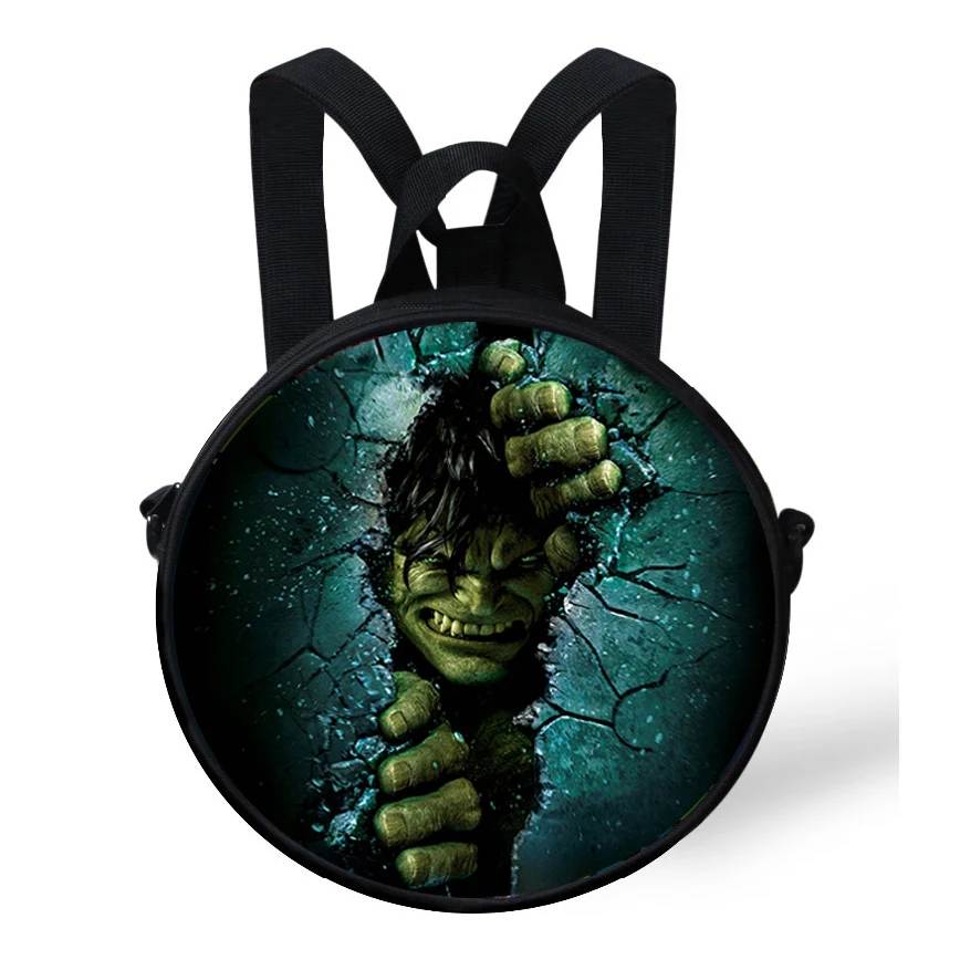 

9-Inch 2015 Popular Kids Character Backpacks Hero Superman Hulk School Bag For Boys Children The Avengers Hulk Round Backpack