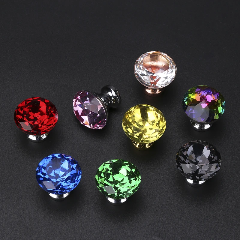 Diamond Crystal Glass Knobs Cupboard Pulls Drawer Knobs  (7)