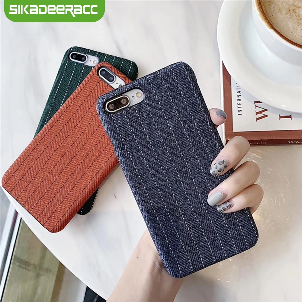 

Suede Phone Cases For iPhone 7 8 Plus 6 6s Strip Simple Fashion Shockproof Protective Cases For iPhone X Xs Max XR Covers SI76