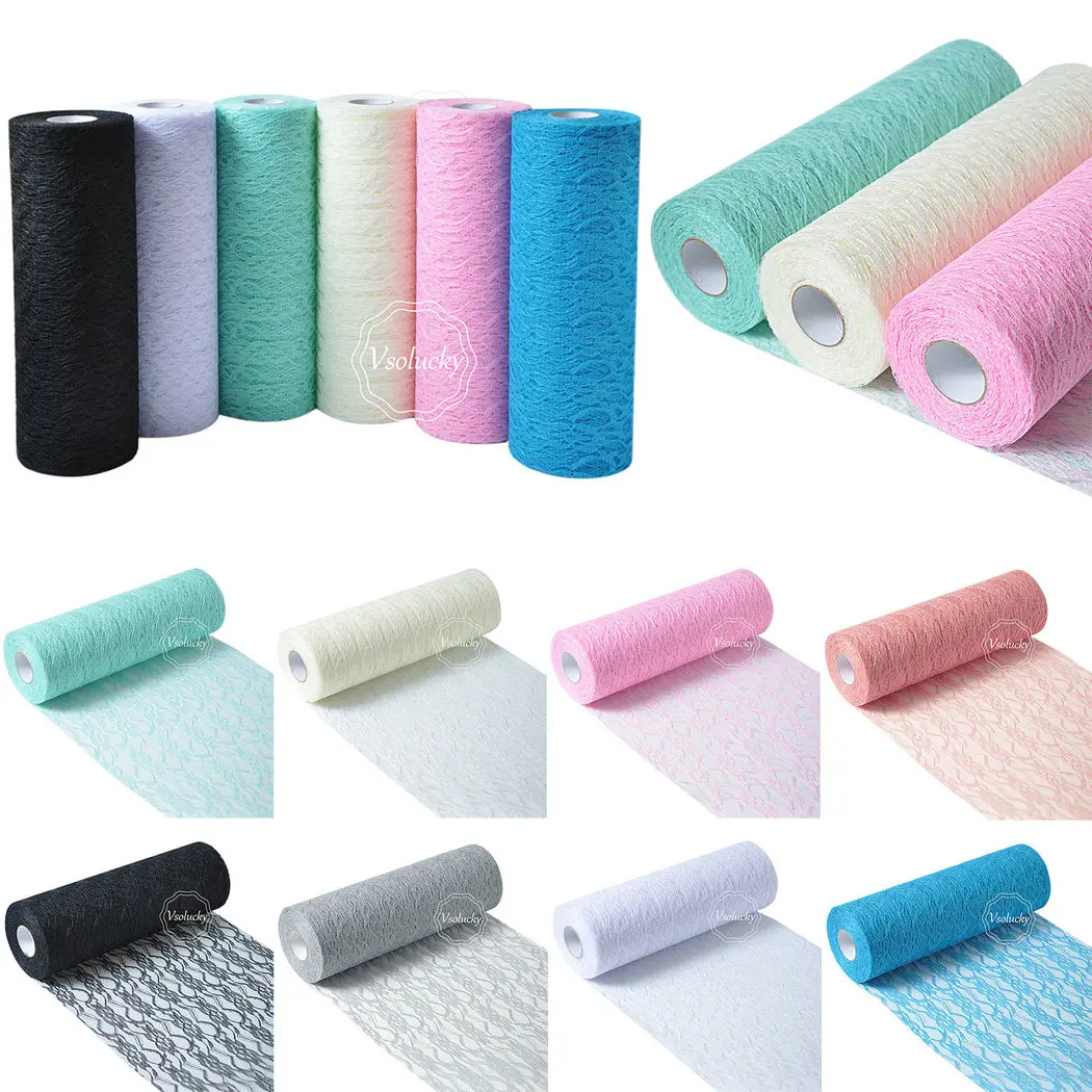 

1 Roll 12" x 25yards Lace on a Roll Ribbon DIY Netting Fabric Wedding Party Chair Sash Table Runner Cratf Decor