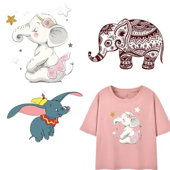 

Cute Animals Small Dumbo's iron patches for clothing Stripes Heat Transfer Stickers Vinyl Badges Decor Kids Vinyl DIY T-shirt E