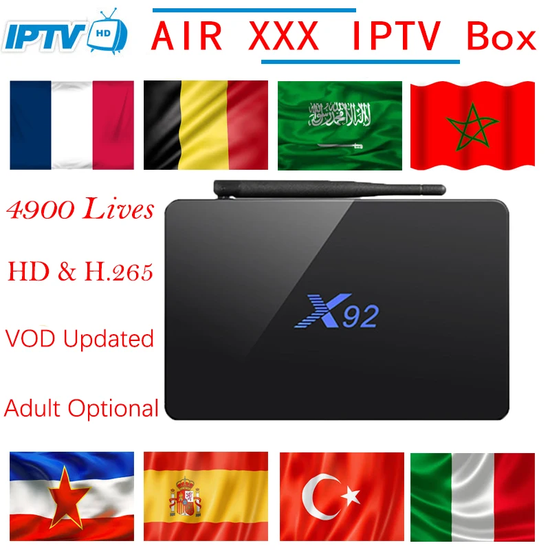 

X92 Europe Adult IPTV Android 7.1 TV Box 3G32G with 6000 live IPTV France Dutch UK Sweden Nordic Norway Canada USA Media Player