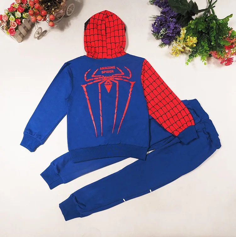 Розничная ; комплекты одежды для мальчиков «Человек-паук»; Детские хлопковые толстовки с длинными рукавами и рисунком+ брюки; костюм; одежда для детей
