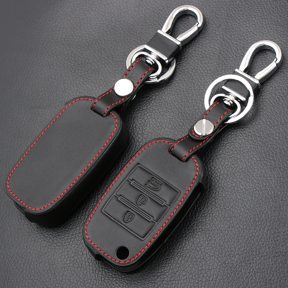 Car Genuine Leather Flip Key Cover Cases Holder Bag For KIA KX5 Rio Sportage QL Ceed Sorento Cerato K2 K3 K4 K5 Fob Keychain | Автомобили