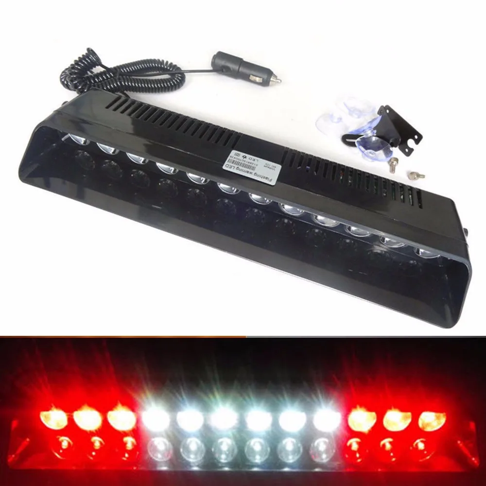 

XYIVYG 12 LED 12W S12 Car Vechicle Strobe Flash Emergency Light car Windshield Sucker Flashing Warning lamp Red White