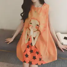 2017 moyen-long vêtements de maternité d’été de mousseline de soie a-ligne jupe imprimer sans manches femmes enceintes réservoir dress grossesse vêtements