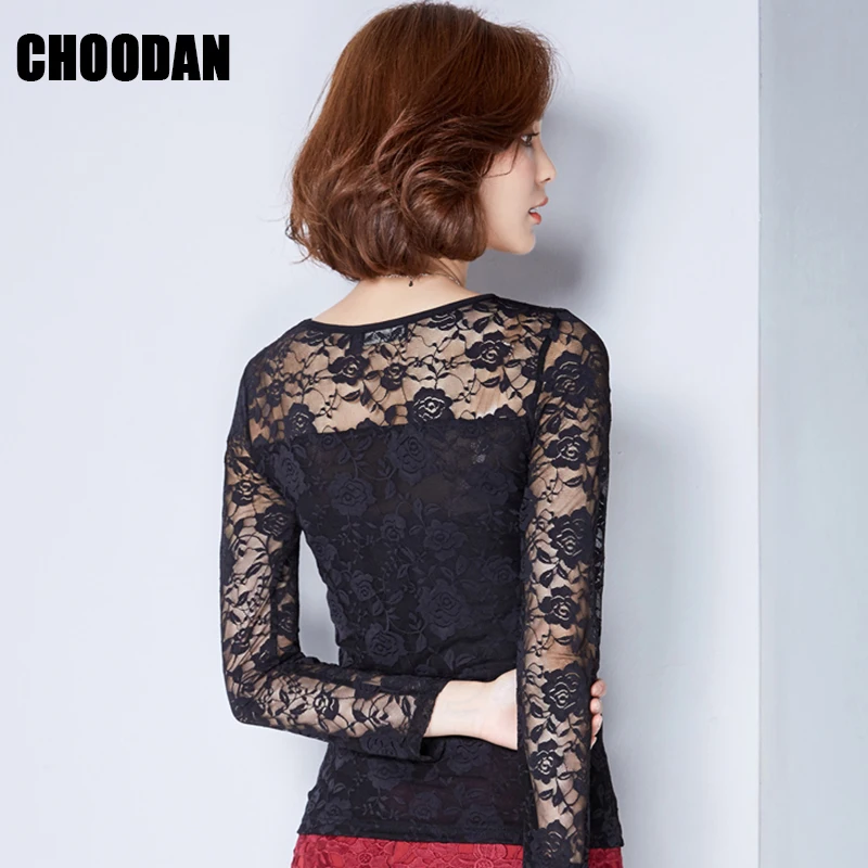 

Black Lace Blouse Women Lace Tops Long Sleeve Blouse Autumn 2018 Fall Korean Fashion Elegant Flower Ladies Full Sleeve Shirts