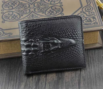

Crocodile Alligator Head Real Leather Men Bifold Slim Coin bill Wallet Purse