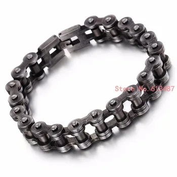 

New custom jewelry 12.5mm Huge Heavy Men's Black Motorcycle Chain Bracelet Biker Jewelry 316L Stainless Steel Bangle