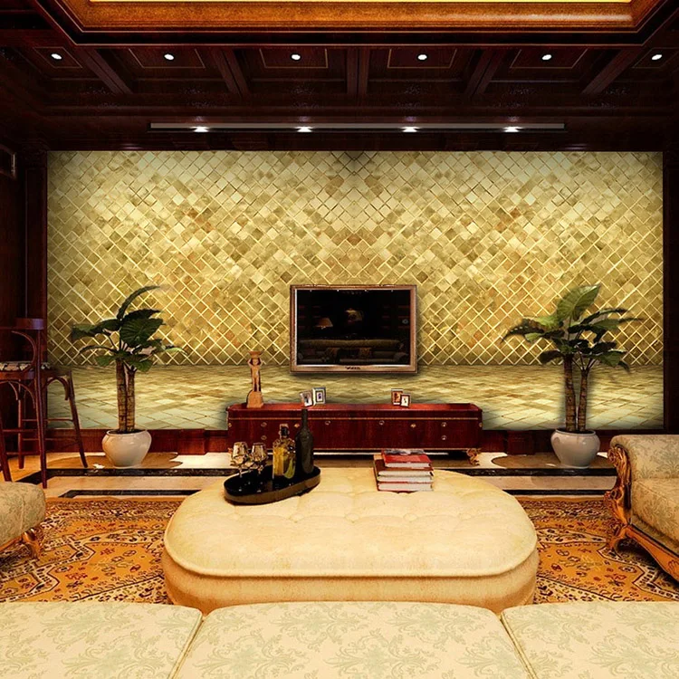 Custom Upscale Atmosphere Lingge Golden Brick 3D Wallpaper for Walls Bedroom 3D Wall Paper Murals Living Room TV Backdrop Hotel Custom Upscale Atmosphere Lingge Golden Brick 3D Wallpaper for Walls Bedroom 3D Wall Paper Murals Living Room TV Backdrop Hotel