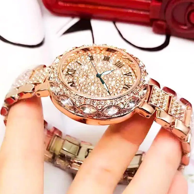 Шикарные бриллиантовые часы для женщин, модные Кристальные стразы, кварцевые наручные часы, женские роскошные элегантные часы, серебряные часы