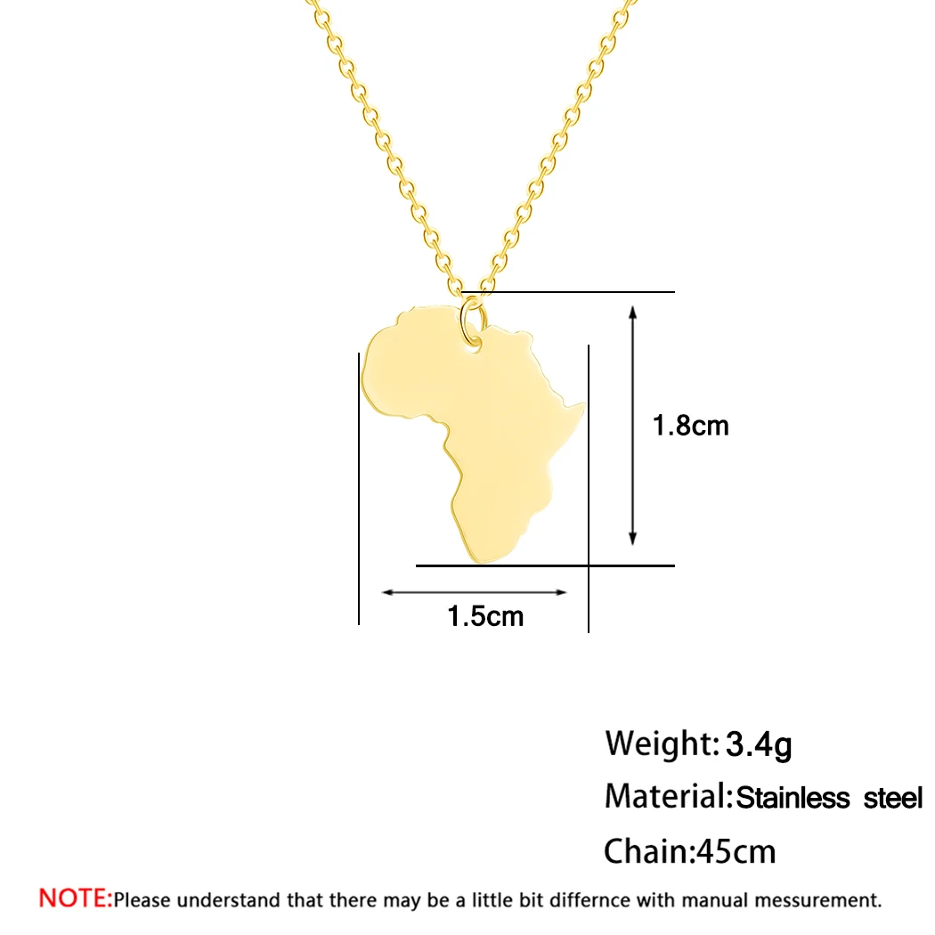 Gold Mama Africa Map Necklace Men Women Stainless Steel Jewelry The Motherland Geometric Necklaces& Pendants Gift