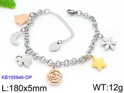 

New Spainish design bears style Stainless Star Elephant Crown Moon Flower charms pieces Women chains bracelet pulseras osos