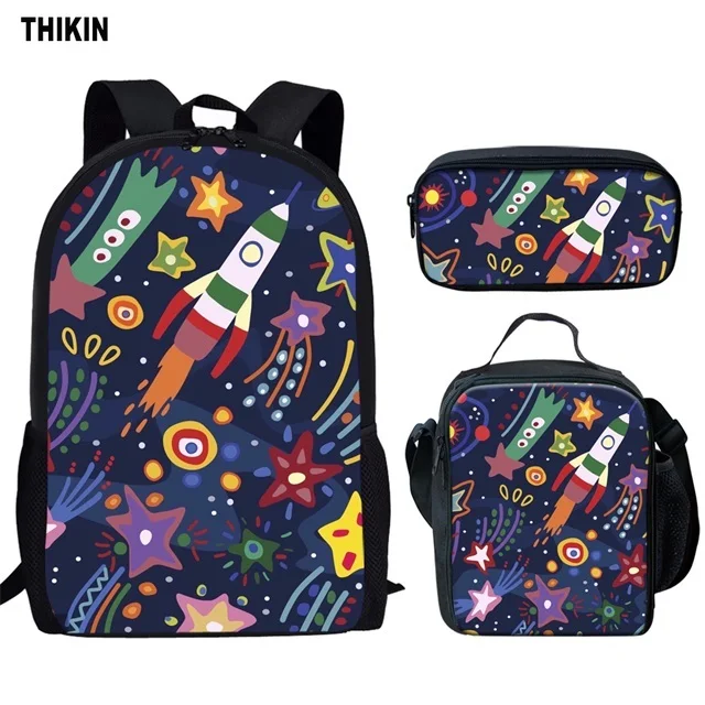 

THIKIN Cartoon Universe Space Dog Printing Backpack for Teenager Girl Boy School Bag 3pcs Set Galaxy Children Bookbag Mochila
