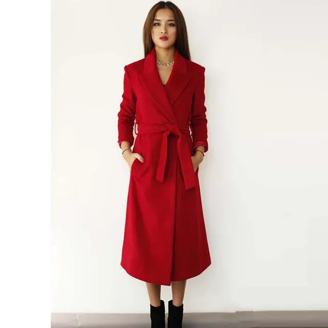 Aliexpress.com : Buy 2017 Fall Coat Women Lapel Belt Pocket Wool 2017 Fall Coat Women Lapel Belt Pocket Wool Blend Coat Oversize Long Red Trench Coat Outwear - Aliexpress.com : Buy 2017 Fall Coat Women Lapel Belt Pocket Wool
