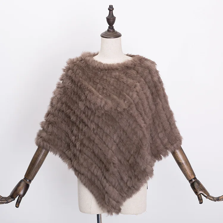  Winter Warm Shawl Poncho For Women Knitted Real Rabbit Fur Shouder Pashmina Capes Lady Natural Fur Wraps (30)