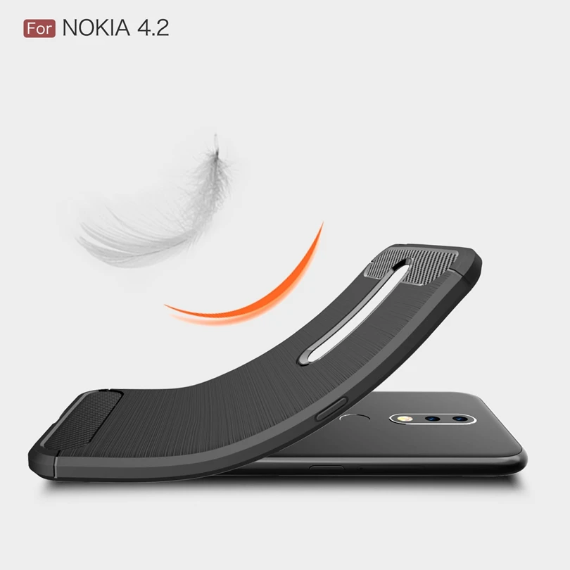 Чехол из углеродного волокна для Nokia 4 2/Nokia4.2 противоударный мягкий ТПУ матовый